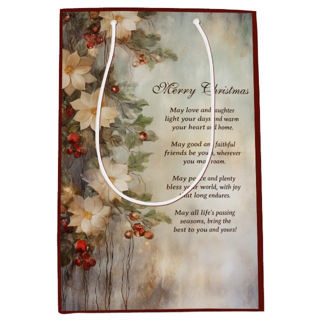 Weihnacht irischer Segen | Hübsche Winter-Blume Mittlere Geschenktüte (Vorderseite)