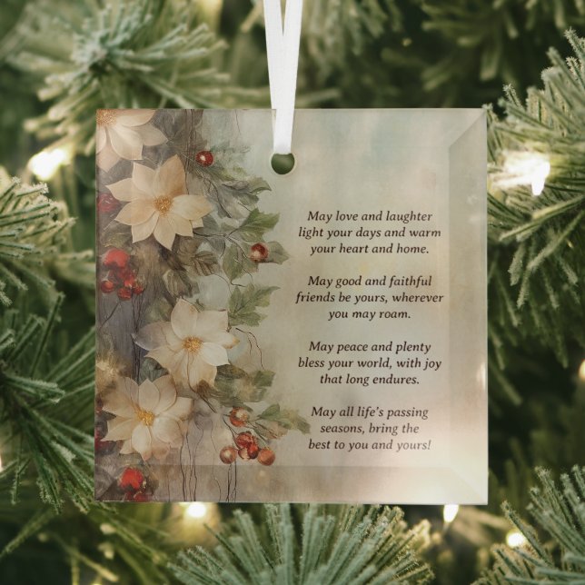 Weihnacht irischer Segen | Hübsche Winter-Blume Ornament Aus Glas (Insitu)