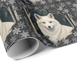 Weihnacht weißer Fuchs weißer Wolf funkelnder Schn Geschenkpapier