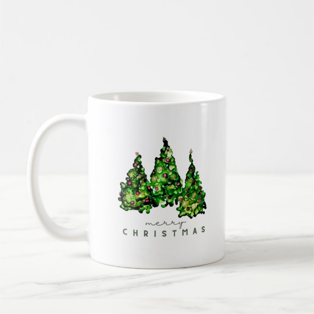 Weihnachtbaum-Keramikbecher mit Alkohol-Tinte-Desi Kaffeetasse (Links)