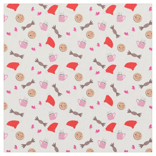 Weihnachtdoodles Muster Design Stoff (Nahaufnahme)
