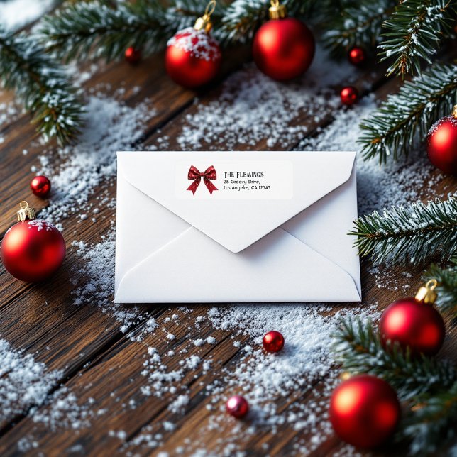 Weihnachten (Festive Red Bow Christmas Label)