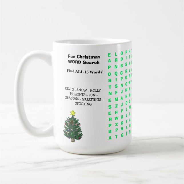 Weihnachten 15 Word Puzzle Spaß Kaffeetasse (Links)