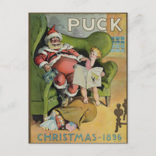 Weihnachten 1896 Puck Magazin Santa & Kind Postkarte
