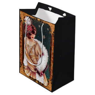Weihnachten 1920er Flapper Girl im glitzernden Kle Mittlere Geschenktüte