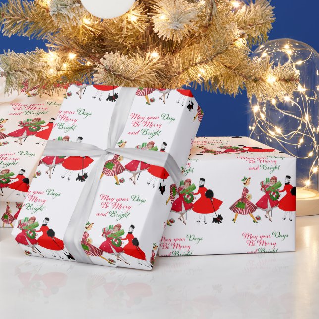 Weihnachten 1950 Vintage Damen Geschenkpapier (Feiertage)