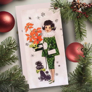 Weihnachten 1950er Jahre Poinsettia und Pudel-Dame