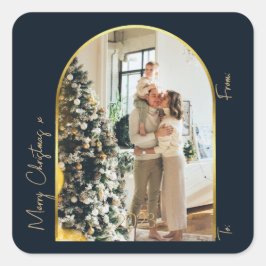 Weihnachten 1 Foto Arch Familie Frohe Weihnachten Quadratischer Aufkleber