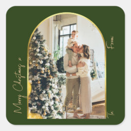 Weihnachten 1 Foto Arch Familie Frohe Weihnachten Quadratischer Aufkleber