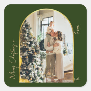 Weihnachten 1 Foto Arch Familie Frohe Weihnachten Quadratischer Aufkleber
