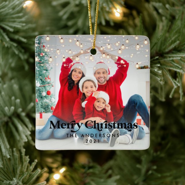 Weihnachten 1 Foto funkelnd hell modern Keramikornament (Baum)