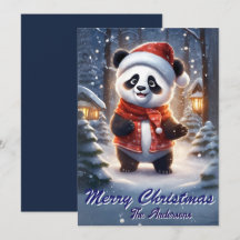 Weihnachten 1 Panda, Happy Holidays, Weihnachtskar
