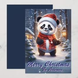 Weihnachten 1 Panda, Happy Holidays, Weihnachtskar Einladung