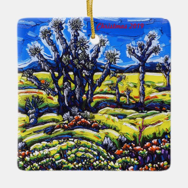 Weihnachten 2019 in Joshua Trees Keramikornament (Vorderseite)
