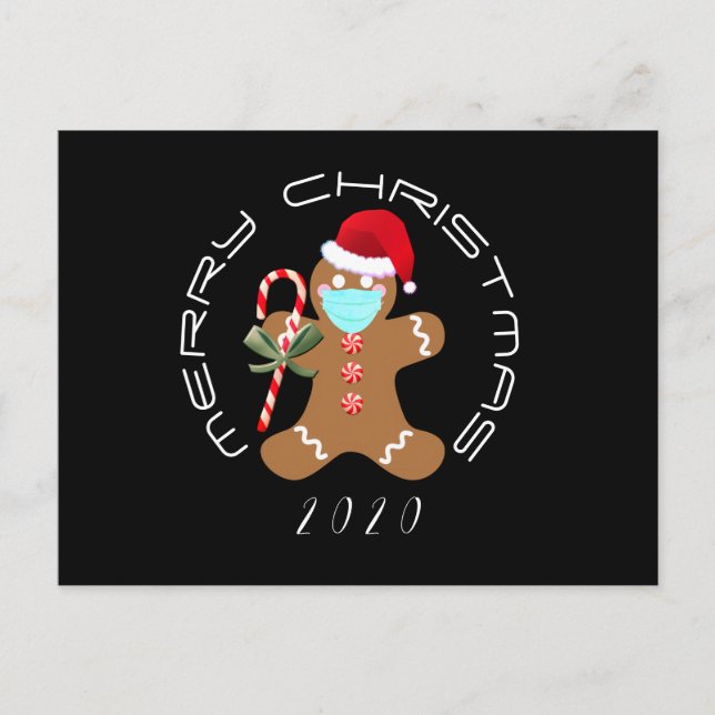 Weihnachten 2020 Covid Gingerbread Mann Postkarte (Vorderseite)