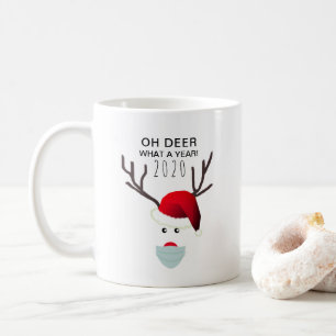 Weihnachten 2020 Covid Rentier im Gesicht Maske Kaffeetasse