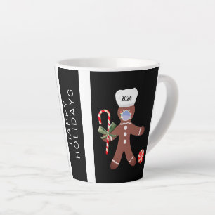 Weihnachten 2020 Lebkuchen Mann im Gesicht Maske Milchtasse