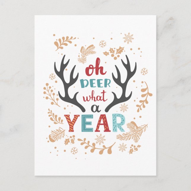 Weihnachten 2020 Oh Deer What A Year Pandemic Postkarte (Vorderseite)