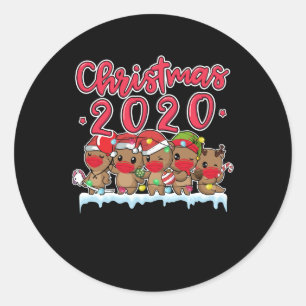 Weihnachten 2020 Otters Gesicht Maske Otter Long Runder Aufkleber