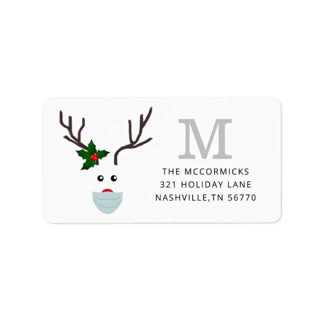Weihnachten 2020 Rentiermaske-Adresse Adressaufkleber (Vorne)
