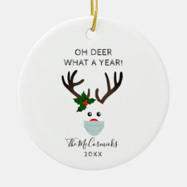 Weihnachten 2020 Rentiermaske Keramik Ornament