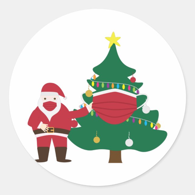 Weihnachten 2020 Weihnachten und dekorierter Baum Runder Aufkleber (Vorderseite)