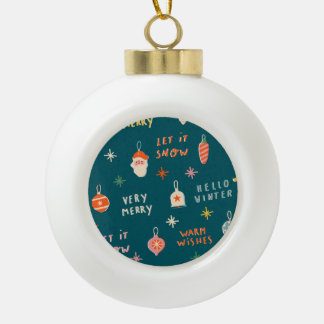 Weihnachten 2020: Ziermuster Keramik Kugel-Ornament