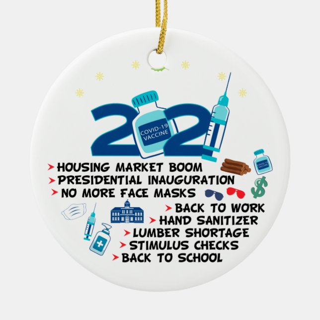 Weihnachten 2021 im Gedenken an 2021 Keramik Ornament (Vorne)