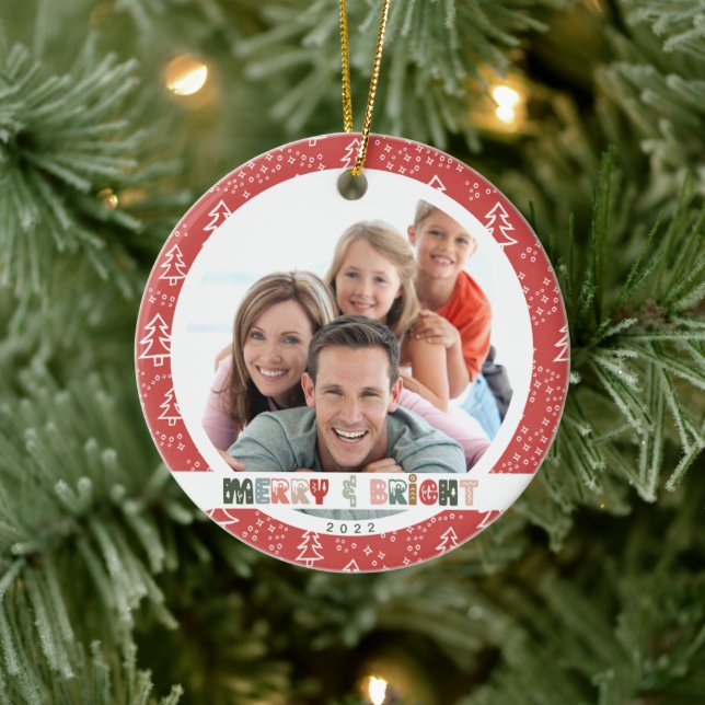 Weihnachten 2022 Foto Keramik Ornament (Baum)