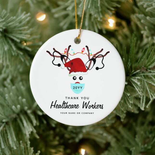 Weihnachten 2022 Gesundheitshelden - Rentier Custo Keramik Ornament (Baum)
