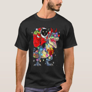Weihnachten 2022 Katze Santa Reitet Dinosaurier Re T-Shirt