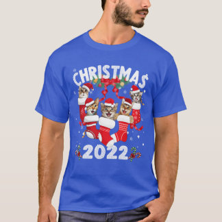 Weihnachten 2022 Katzen Weihnachtsstrumpf Familie T-Shirt