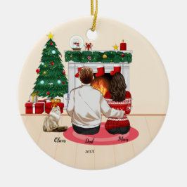 Weihnachten 2022 Mama Vater Familie personalisiere Keramik Ornament