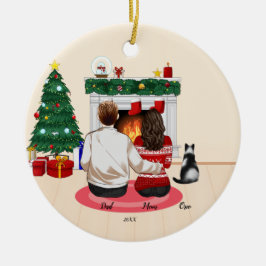 Weihnachten 2022 Personalize Family Mama Vater Cat Keramik Ornament