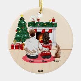 Weihnachten 2022 Personalize Family Mama Vater Cat Keramik Ornament
