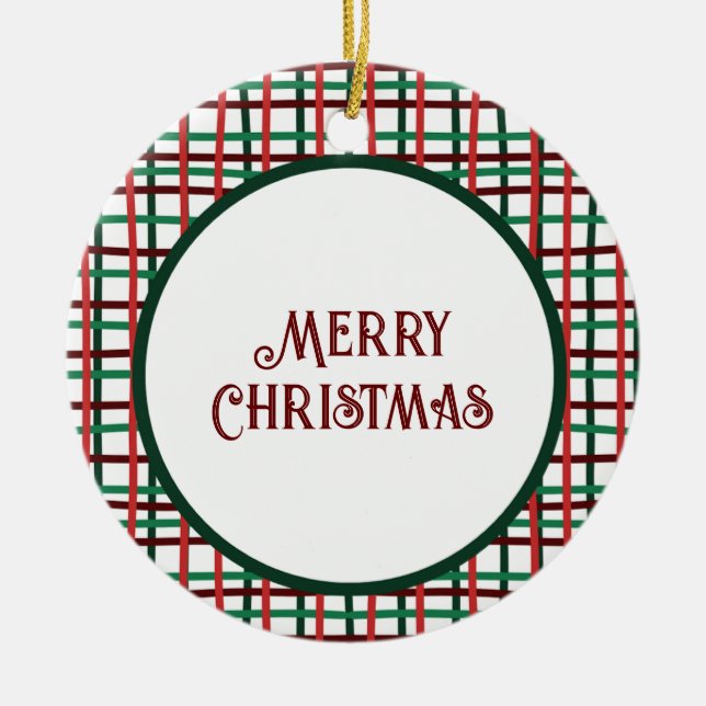 Weihnachten 2023 Rote und Grüne Keramik Ornament O (Vorne)