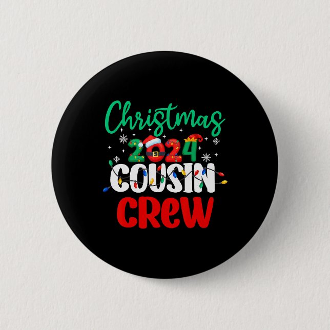 Weihnachten 2024 Cousin Crew Matching Squad S Button (Vorderseite)