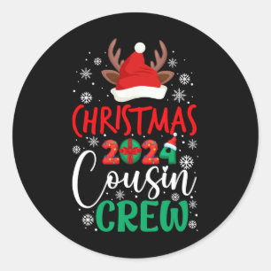 Weihnachten 2024 Cousin Crew Reindeer Xmas Weihnac Runder Aufkleber