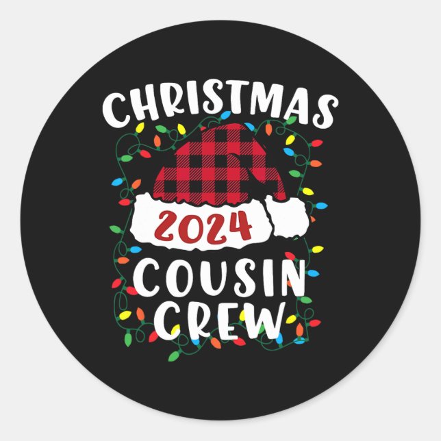 Weihnachten 2024 Cousin Crew Weihnachten Lichter W Runder Aufkleber (Vorderseite)