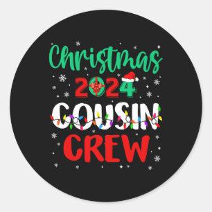Weihnachten 2024 Cousin Crew Weihnachten Sonnensch Runder Aufkleber