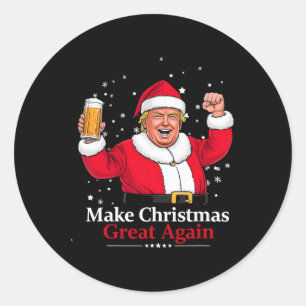 Weihnachten 2024 Funny Trump & amp; Bier machen Ch Runder Aufkleber