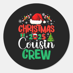 Weihnachten 2025 Cousin Crew Xmas Lustige passende Runder Aufkleber