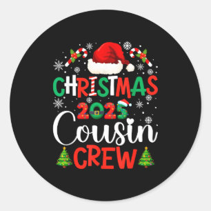 Weihnachten 2025 Cousin Crew Xmas Lustige passende Runder Aufkleber