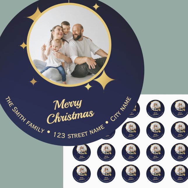 Weihnachten 2025 Festgold Foto-Adresse Aufkleber (Von Creator hochgeladen)