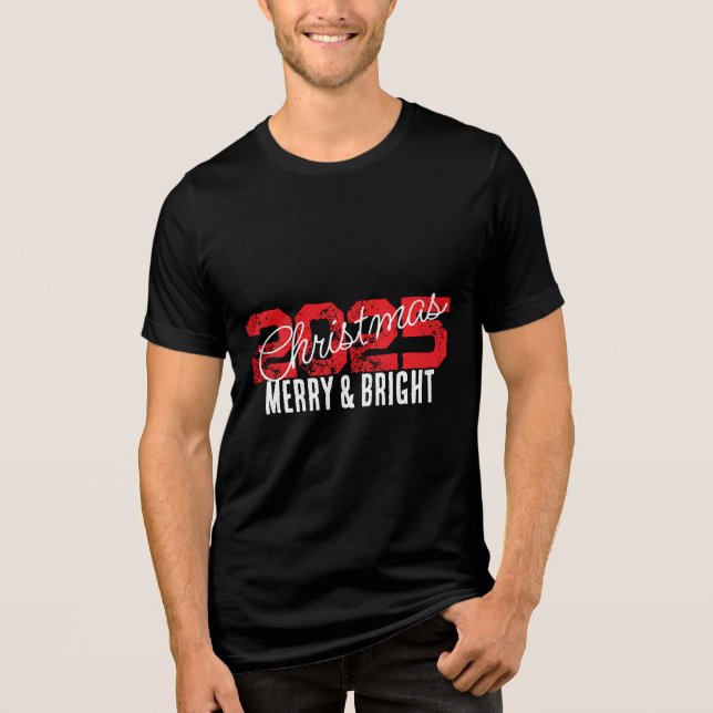 Weihnachten 2025 Merry & Bright Tri-Blend Shirt (Vorderseite)