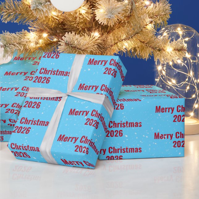 Weihnachten 2025 Text über Aqua Geschenkpapier (Feiertage)