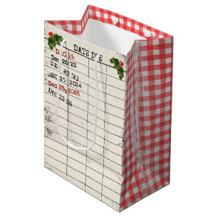 Weihnachten 2026 alte Bibliothekskarten Mittlere Geschenktüte