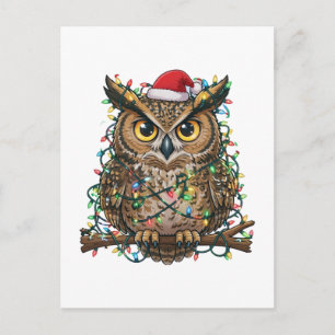 Weihnachten 2026 Festliche Eule Feiertagsvogel Postkarte