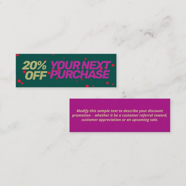 Weihnachten 20% Rabatt Gutschein Mini Visitenkarte (Vorne/Hinten)