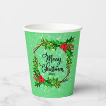 Weihnachten 20xx Holly Red Berries Modern Green